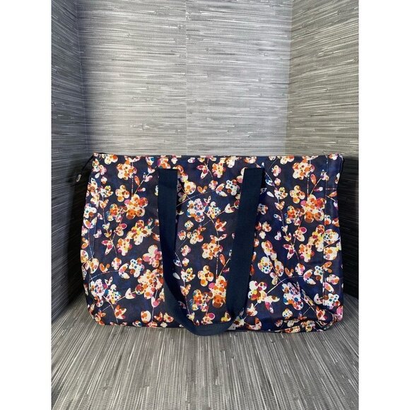 Vera Bradley Womens 22178-J83 Tote Bag Blue Floral Square Lightweight Zipper - Picture 1 of 8
